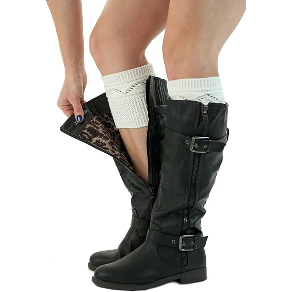 HXNH Women Punk Black Faux Leather Leg Warmers with Buckled